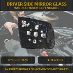 Driver Side Mirror Glass Compatible with 2008-2017 Toyota Sequoia 2007-2020 Toyota Tundra with Holder Arrow Turn Light Power Heated Mirror Glass Replace# 87906-0C020 TO1324107 2pins