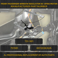Front Passenger Side Power Window Regulator with Motor Assembly Comptible with Nissan Pathfinder 2013-2021 Replace #751-981 (6Pins)