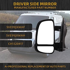 Dasbecan Driver Side & Passenger Side Mirror Compatible with Ram Promaster 1500 2500 3500 2014-2021 | Manual | Non-Heated Glass | Turn Signal Replaces#CH1320417 5VE98JXWAA