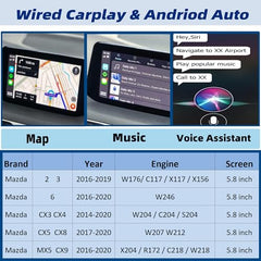 Dasbecan Wired & Wireless TK78-66-9U0C Apple Carplay Android Auto Retrofit Kit Compatible with Mazda 2 3 6 CX3 CX5 CX9 MX5 Miata 2014-2020