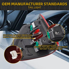 Dasbecan Left Driver & Right Passenger Side Taillight without Bulb Compatible with Ford 21 22 23 F150 XLT Rear Brake Lamp Incandescent Type Blind Spot Module Can Be Installed