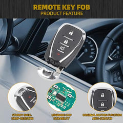 Dasbecan Key Fob Replacement Keyless Entry Remote Compatible with Chevy Malibu 2016-2021, Chevy Camaro 2016-2021, Chevy Cruze 2016-2019 Replaces HYQ4EA 13529662 433MHz 5 Buttons