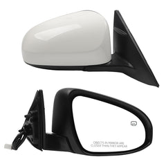Right Passenger Side Door Mirror Compatible With 2012 2013 2014 Toyota Camry Side View Mirror with Manual Folding Power Heated Glass Replace#TO1321276 8790806411(5Pins) White Cover
