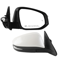 Right Passenger Side Mirror White Compatible with 2014-2019 Toyota Highlander Heated Manual Fold Power Glass w/Turn Signal Blind Spot Detection Door Mirror #87910-0E282 TO1321361(7Pins)