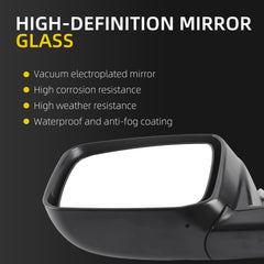 Driver Side Mirror Silver Compatible with Nissan Rogue 2008-2015 | ﻿ ﻿ Heated Manual Fold Power Glass, 5PINS Connector, OE#96302JM200, NI1320236, NI1320199