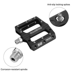 MTB Bike Pedals Nylon Fiber Non-Slip 9/16 Inch Bicycle Platform Flat Pedals for Road Mountain BMX Bike Black