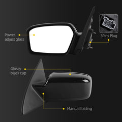 Dasbecan Side Mirror Compatible with 06-10 Ford Fusion Black 3 Pins