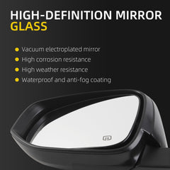 Left Driver Side Mirror White Compatible with 2014-2019 Toyota Highlander Heated Manual Fold Power Glass w/Turn Signal Blind Spot Detection Door Mirror #87940-0E272 TO1320361 (7Pins)