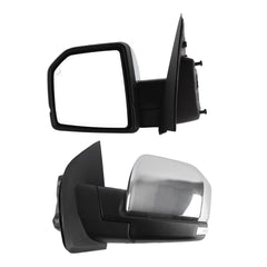 Left Driver Side Mirror Compatible with 2015-2020 Ford F150 17pin | Electric folding Memory Blind Spot Turn Signal Lamp Puddle Lamp Chrome Replaces FL3Z17683JB, FL3Z17683JA-PFM, FO1320528