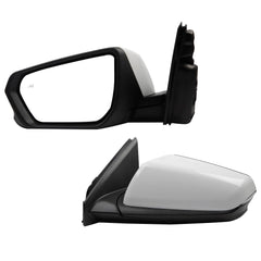 Left Driver Side Mirror Compatible With 2018-2023 Chevy Equinox GMC Terrain with Power Heated Glass/Manual Folding/Blind Spot Light Replace# 84225386 White Paint Cover (8pin)