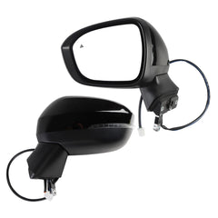 Driver Side Mirror Compatible with Nissan Rogue 2021-2023(7PINS) | Heated Manual Fold Power Glass Blind Spot Detection Turn Signal Light, Textured Black# NI1320333, 963026RR1B-PFM
