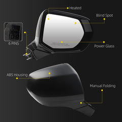 Right Passenger Side Rear View Mirror Assembly Compatible with Chevrolet Suburban Tahoe GMC Yukon XL 2021-2024 Heated Manual Folding Outside Door Mirror with Blind Spot Detection