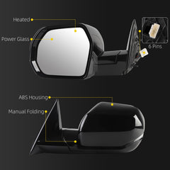 Side Mirror For 2022-2026 Toyota Tundra Left Driver Side 6 Pin | Power Glass Heated Door Mirrors ViewMirror Assembly Replace# 89100C651 897100C692
