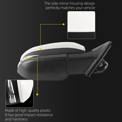 Right Passenger Side Mirror White Compatible with 2014-2019 Toyota Highlander Heated Manual Fold Power Glass w/Turn Signal Blind Spot Detection Door Mirror #87910-0E282 TO1321361(7Pins)