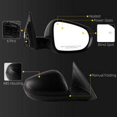 Side Rear View Mirror Compatible With 2024-2026 Chevy Trax Power Glass Bind Spot Heated Shell Trim Assembly Door Mirrors ViewMirror Right Passenger Side Replace# 42891804 42794439(6 Pins)