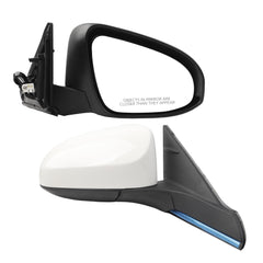 Passenger Side Mirror White Compatible with Toyota Camry 2015 2016 2017 Heated Manual Folding Power Glass Right Door Mirror Replaces#TO1321363(5PINS)