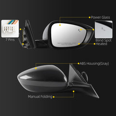 Dasbecan Side Mirror For 2023-2026 Honda Accord 7Pin Right (Meteorite Gray)