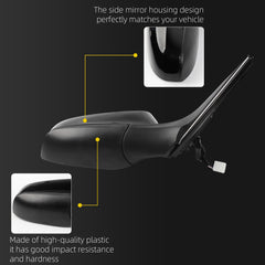 Passenger Side Mirror Black Compatible with Toyota Camry 2015 2016 2017 Heated Manual Folding Power Glass Right Door Mirror Replaces#TO1321320 (5PINS)