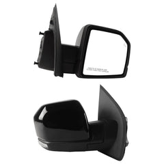 Right Passenger Side Door Mirror Compatible with 2015-2020 15pin | Electric folding Memory Blind Spot Turn Signal Lamp Puddle Lamp Gloss Black Rear View Replaces FL3Z17682JB, FO1321528
