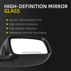 Passenger Side Mirror Black Compatible with Nissan Rogue 2008-2015 | Non-heated Manual Fold Power Glass, 3PINS Connector, OE#96373-JM00A, NI1321235