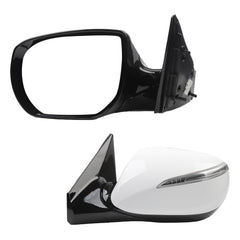 Left Driver Side Door Mirror Compatible with Hyundai Santa Fe Sport 2013-2018 Heated Manual Folding Without Blind Spot With Turn Signal Light Replaces# 876104Z005 HY1320201 6pins White