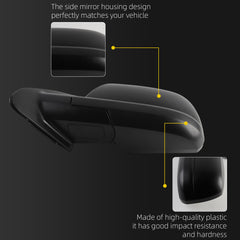 Right Passenger Side Door Mirror Compatible with 2014-2021 Toyota Tundra Blind Spot Detection Manual Folding Power Glass Heated Replaces 879100C400 879100C440-PFM TO1321303 Textured (7pins)