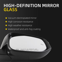 Right Passenger Side Mirror Black Compatible with 2014-2019 Toyota Highlander Heated Manual Fold Power Glass w/Turn Signal Blind Spot Detection# 87910-0E282 TO1321361 (7Pins)