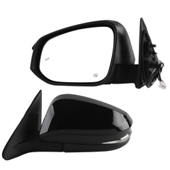 Left Driver Side Mirror Black Compatible with 2014-2019 Toyota Highlander Heated Manual Fold Power Glass w/Turn Signal Blind Spot Detection Replaces 87940-0E272 TO1320361 (7Pins)