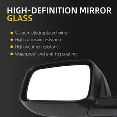 Driver Side Mirror Black Compatible with Nissan Rogue 2008-2015 | Non-heated Manual Fold Power Glass, 3PINS Connector, OE#96374-JM00A, NI1320235
