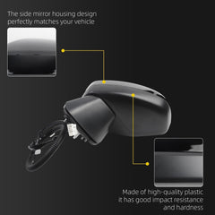 Left Driver Side Door Mirror Compatible with 2023-2027 Honda CRV C-RV with Heated Turn Signal Light Blind Spot Detection Manual folding Power Glass Black 8pins