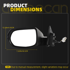 Left Driver Side Mirror Compatible with 2017-2022 Honda HRV EXL with Power Heated Glass, Manual Folding, Turn Signal, Platinum White Pearl Replace# HO1320286 (6Pins)