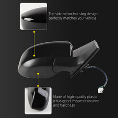 Passenger Side Mirror Assembly Compatible with Nissan Sentra 2013-2019 | Heated | Manual Fold | Power Glass Right Mirror Replaces NI1321262(5Pins)