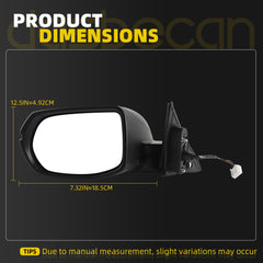 Passenger Side Mirror Compatible with 2017-2022 Honda HRV EX EXL with Power Heated Glass, Manual Folding, Turn Signal Replace# HO1321286 (6Pins) Crystal Black