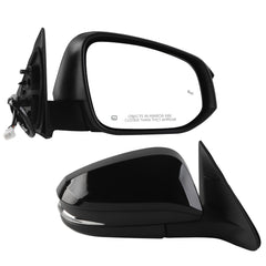 Right Passenger Side Mirror Black Compatible with 2014-2019 Toyota Highlander Heated Manual Fold Power Glass w/Turn Signal Blind Spot Detection# 87910-0E282 TO1321361 (7Pins)