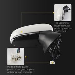 Right Passenger Side Door Mirror Compatible with 2018-2024 Toyota Camry Manual Folding Power Adjustable Glass Turn Signal Light Without Blind Spot Detection Painted TO1321367 (6pins)
