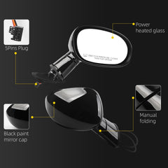 Right Passenger Side Mirror Compatible with 2015-2019 Dodge Challenger with Power Heated Glass, Manual Folding, Black Paint Mirror Assembly Replace# CH1321396 (5Pins)