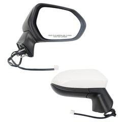 Passenger Side Door Mirror Compatible with Toyota Corolla 2020-2025 Sedan-Power Adjustment Manual Fold Non-Heated-Right Rearview Mirror Assembly Replace TO1321391 3Pins Painted White