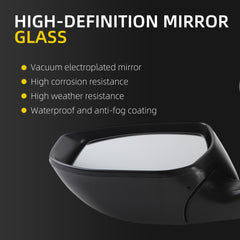 Driver Side Mirror Assembly Compatible with Nissan Sentra 2013-2019 | Heated | Turn Signal Light | Manual Fold | Power Glass Black Left Mirror Replaces NI1320237(7Pins)