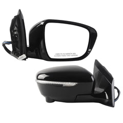 Passenger Side Mirror Black Compatible with 15-24 Nissan Murano | Heated Power Folding Power Glass With Turn Signal Light Camera Right Rear View Mirror Replaces NI1321288 96301-5AA4C 13Pins