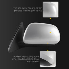 Left Driver Side Mirror Compatible with Toyota Highlander 2008-2013 Power Glass Heated Manual Folding Replaces 8794048303 TO1320246 Silver 5Pins