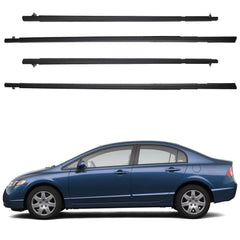 4Pcs Weatherstrip Window Seal Car Window Moulding Trim Compatible with Honda Civic 2006-2011 Replaces#72450-SNA-A01 72410-SNA-A01 72950-SNA-A01 72910-SNA-A01