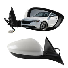 Side Rear View Mirror Compatible with 2023-2026 Honda Accord Power Heated Blind Spot Manual Folding HD Glass White Passenger Right Door Mirror Replace# 76208TVAA22 HO1321356(7pin)