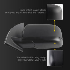 Driver Side Mirror Black Compatible with Nissan Rogue 2008-2015 | Non-heated Manual Fold Power Glass, 3PINS Connector, OE#96374-JM00A, NI1320235