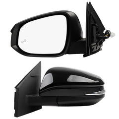 Left Driver Side Door Mirror Assembly Compatible with Toyota RAV4 2013-2018 Power Glass Heated with Turn Signal Blind Spot Detection Replaces TO1320343 Black (8 Pins)