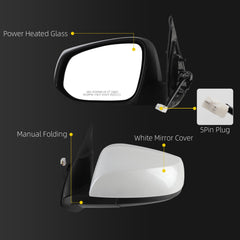 Driver Side Mirror Compatible with 2016-2023 Toyota Tacoma White Left Door Mirror w/Power Glass/Heated Glass Feature Replace# 8794004230 (5pins)