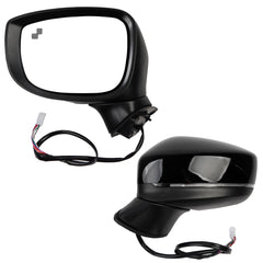 Left Driver Side Mirror Compatible with Mazda CX-5 2017-2022 Heated or Non-heated, Manual Fold Power Glass Turn Signal Blind Spot Detection, Black Door Mirror #KC9E69181A (7Pins)