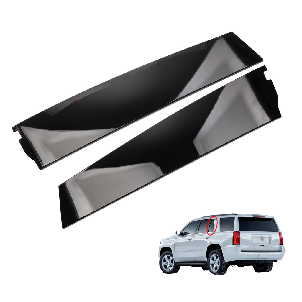 Pair Gloss Black Door Window Trim Molding - Rear Left/Right For Chevy Tahoe, GMC Yukon, Cadillac Escalade 2015-2018