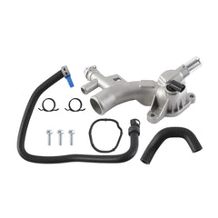 Dasbecan Aluminum Engine Coolant Housing Water Outlet Kit with Hoses
