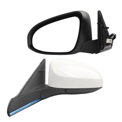 Driver Side Mirror White Compatible with Toyota Camry 2015 2016 2017 Heated Manual Folding Power Glass Left Door Mirror Replaces#TO1320363 (5PINS)