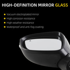 Driver Side Mirror Compatible with Nissan Rogue 2021-2023(7PINS) | Heated Manual Fold Power Glass Blind Spot Detection Turn Signal Light, Textured Black# NI1320333, 963026RR1B-PFM